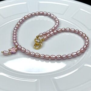 Handmade Freshwater Sakura Pink Pearl Star ⭐️ Baroque Pearl Necklace